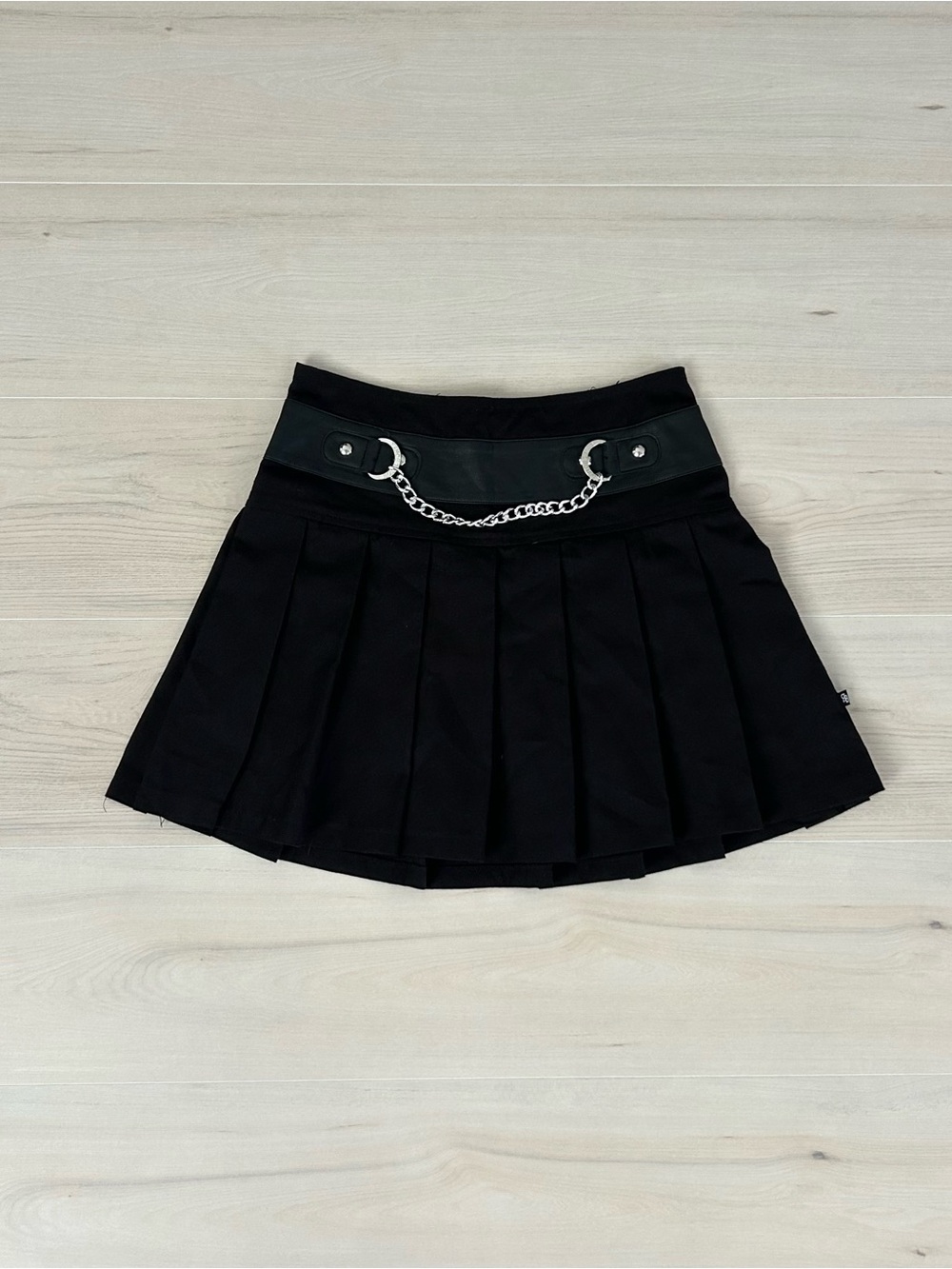 black royal bones pleated mini skirt